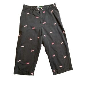 90s Preppy Embroidered Sandal Pattern Capri‎ Pants Size 12p Cottage Coastal